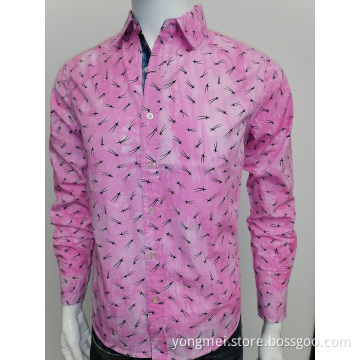Mens cotton poplin tie dye print long-sleeve shirt
